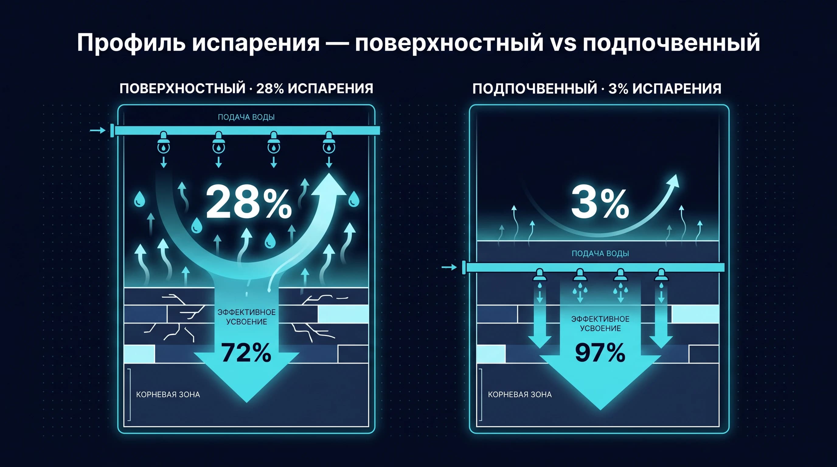 Профиль испарения — поверхностный vs подпочвенный